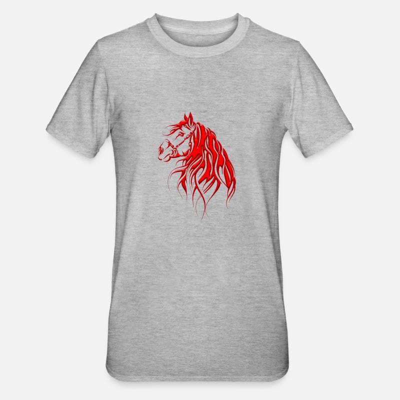Pferd - Pferd - Renntier - Unisex Polycotton T-Shirt - Grau meliert
