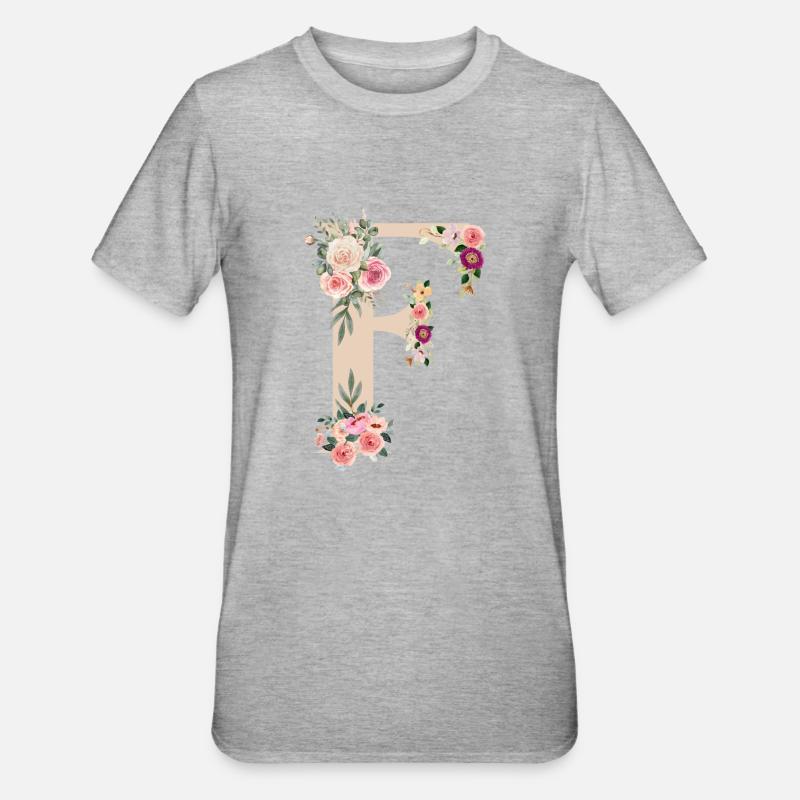 F de fleurs - T-shirt polycoton Unisexe - gris chiné