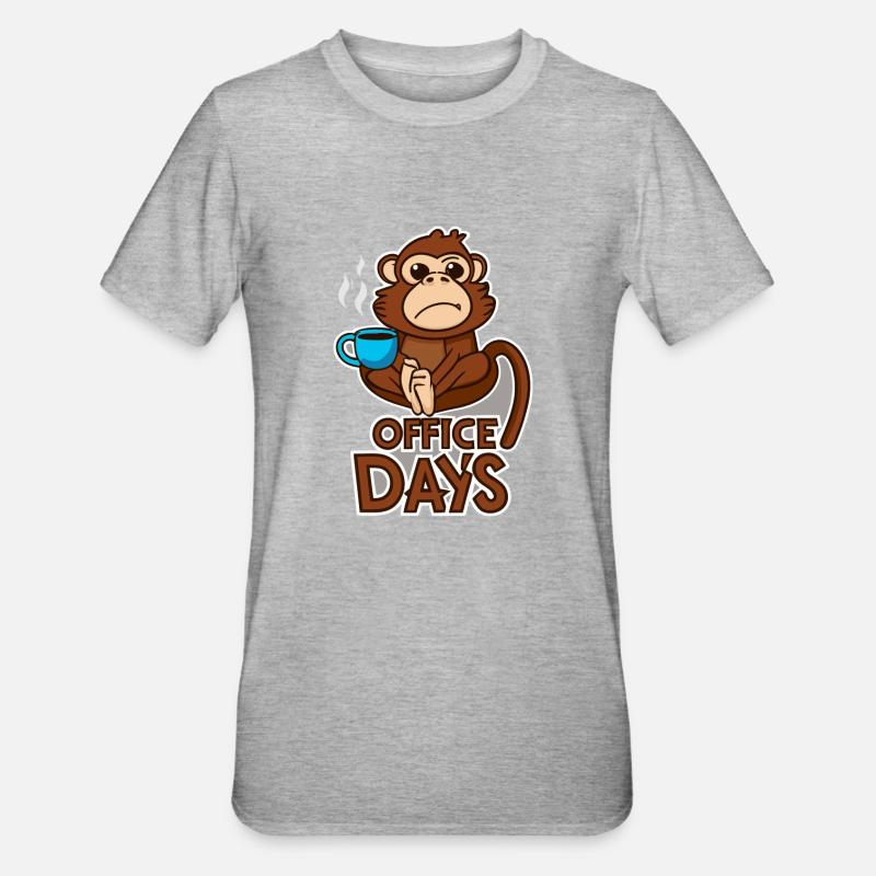 Grumpy Monkey Office-Days Geschenk - Unisex Polycotton T-Shirt - Grau meliert