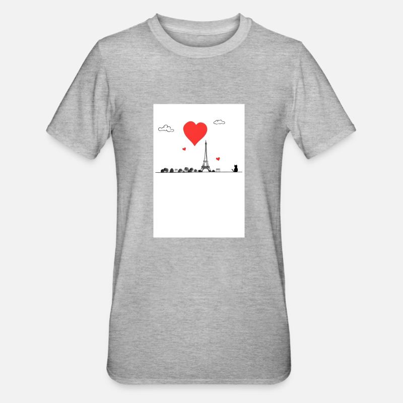 portrait de chat - T-shirt polycoton Unisexe - gris chiné