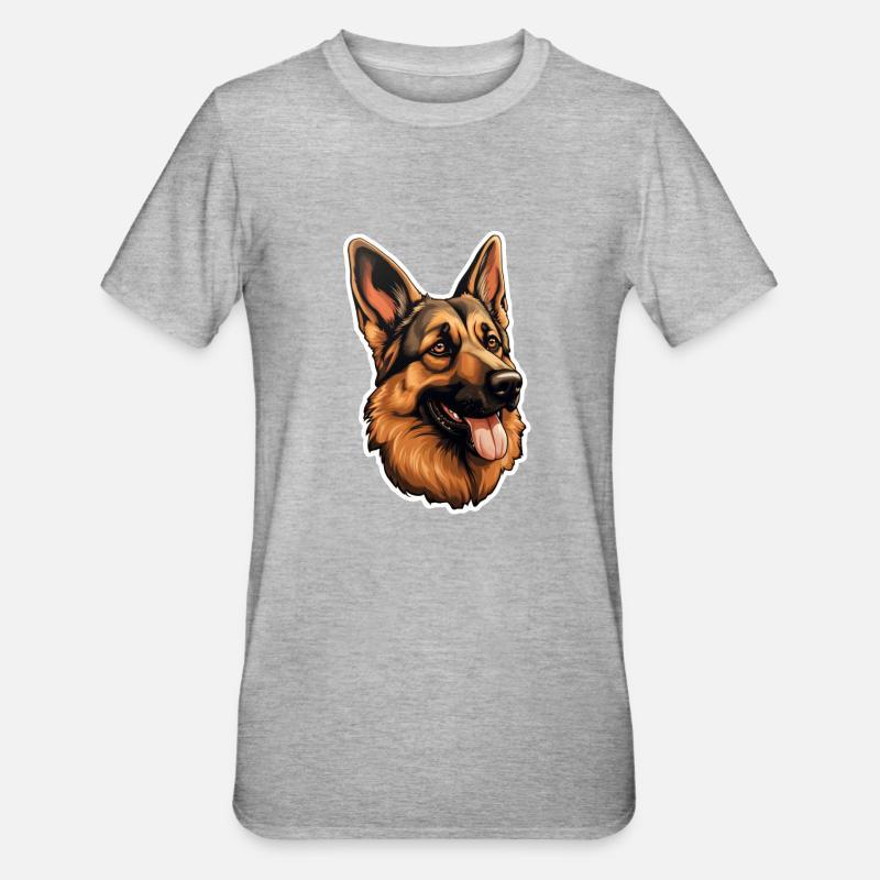 German Shepherd's Head German - Unisex Polycotton T-Shirt - heather grey