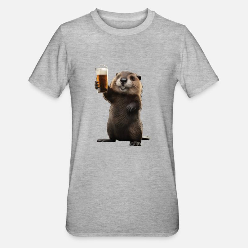 Biber Bier - Unisex Polycotton T-Shirt - Grau meliert