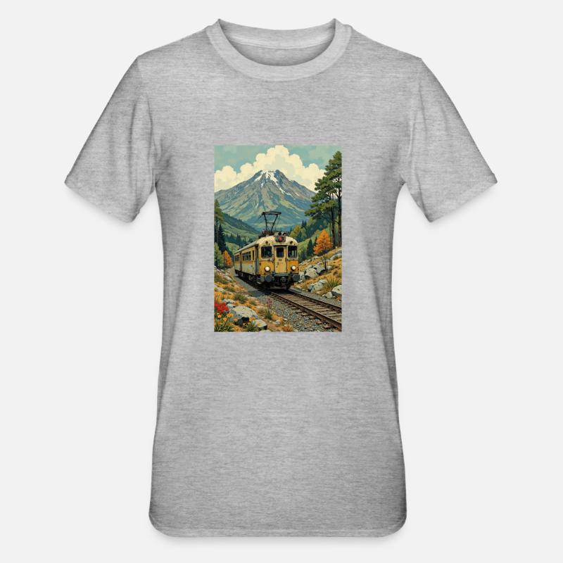 Image de train rétro - T-shirt polycoton Unisexe - gris chiné