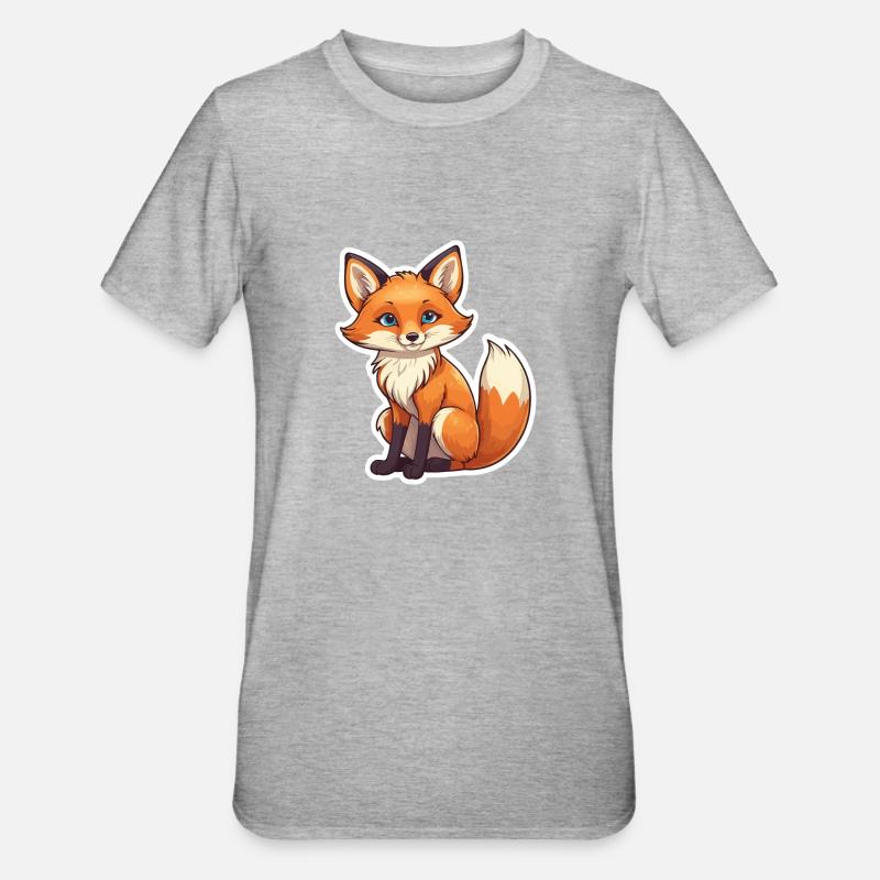 Fuchs Illustration - Unisex Polycotton T-Shirt - Grau meliert