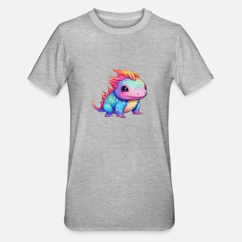 Rainbow Spell - Le mignon Axolotl - T-shirt polycoton Unisexe - gris chiné