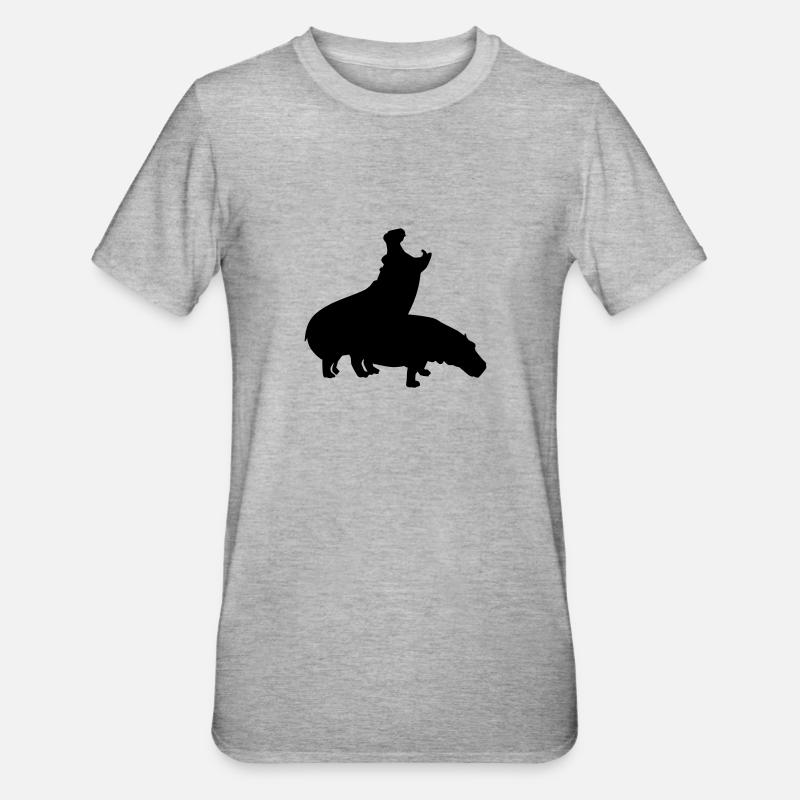 Hippopotame - T-shirt polycoton Unisexe - gris chiné