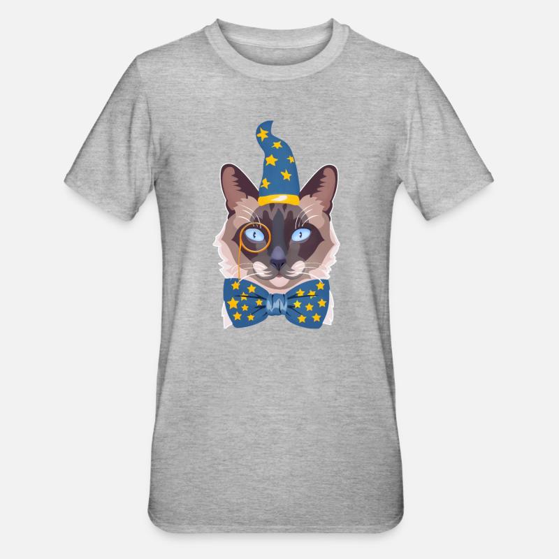 le chat magicien - T-shirt polycoton Unisexe - gris chiné