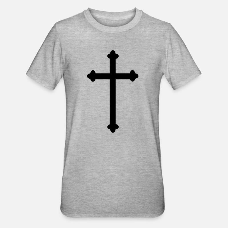 Croix comme image d’ombre - T-shirt polycoton Unisexe - gris chiné
