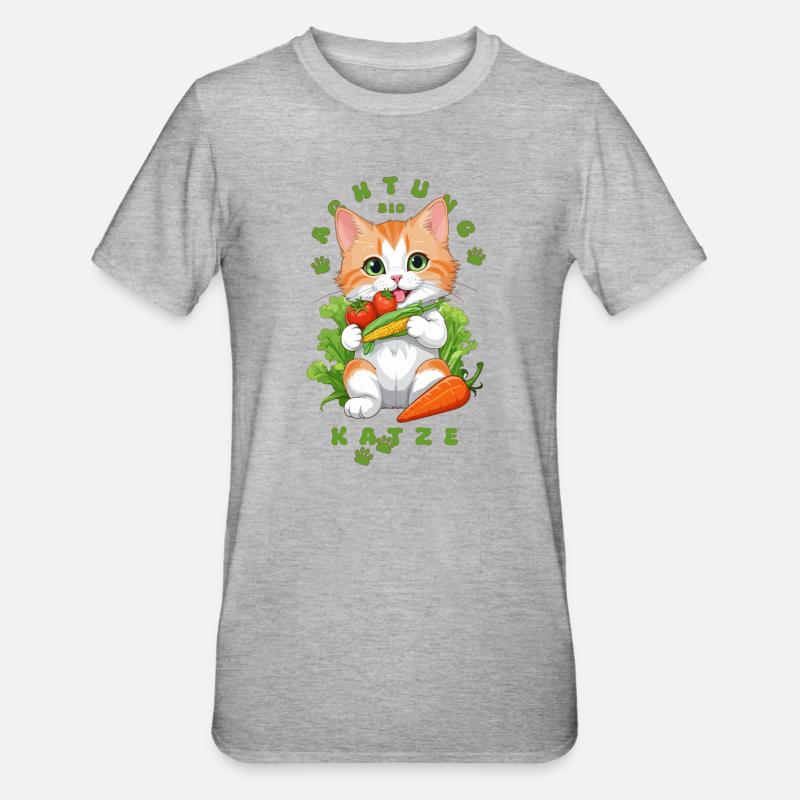 Bio Katze - Unisex Polycotton T-Shirt - Grau meliert