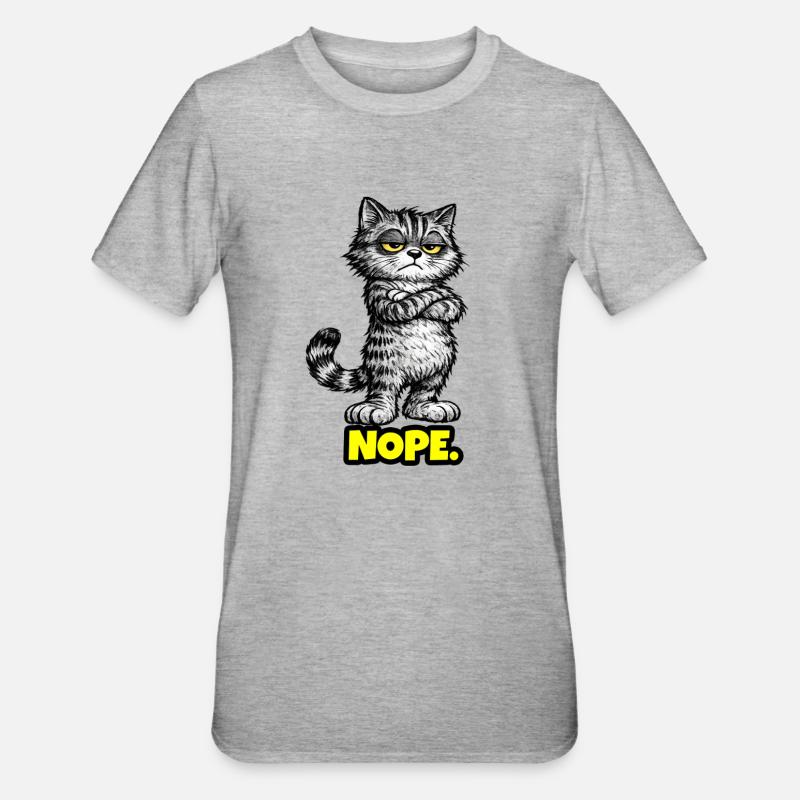Nope. – Grumpy Katze (Chef Vibes) - T-shirt polycoton Unisexe - gris chiné