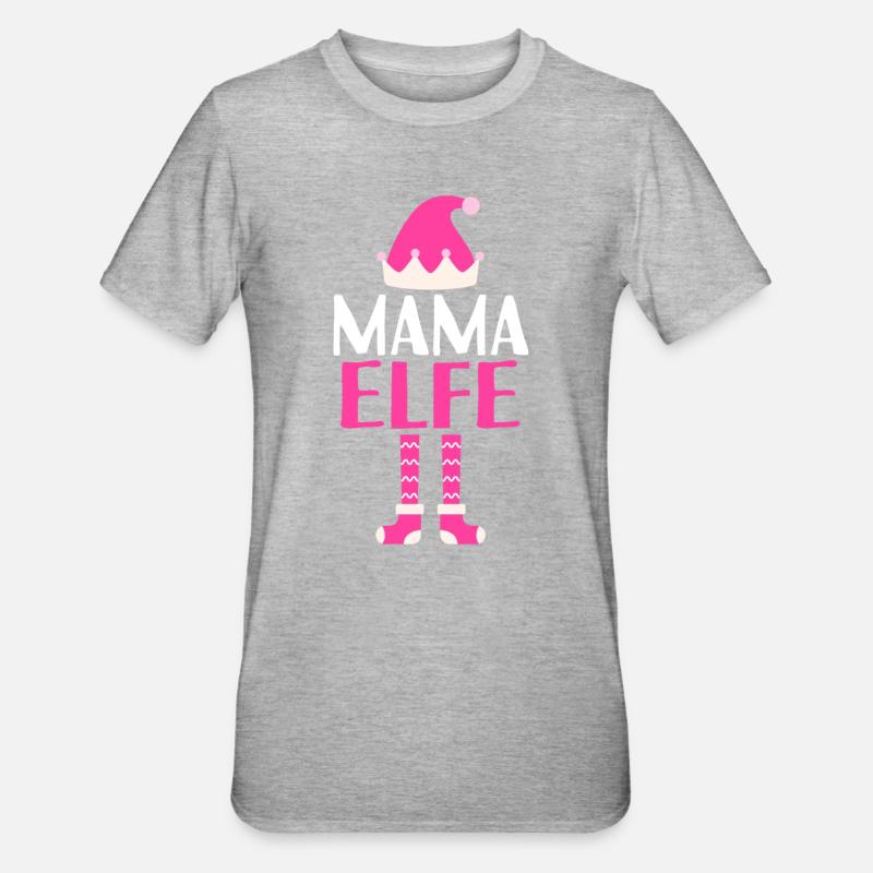 Mutter Elfe Mama Elf Geschenk - Unisex Polycotton T-Shirt - Grau meliert