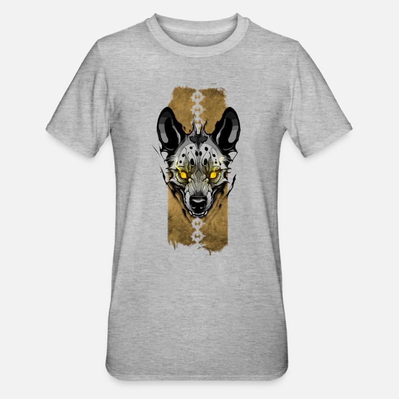 Wachsame Hyäne - Unisex Polycotton T-Shirt - Grau meliert