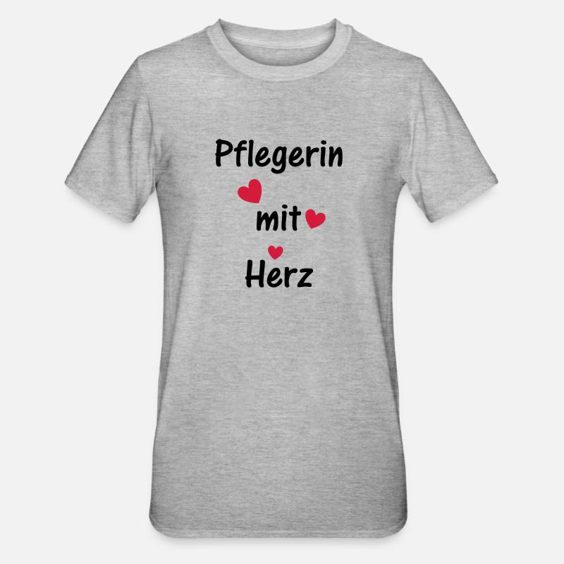 Pflegerin mit Herz - Unisex Polycotton T-Shirt - Grau meliert