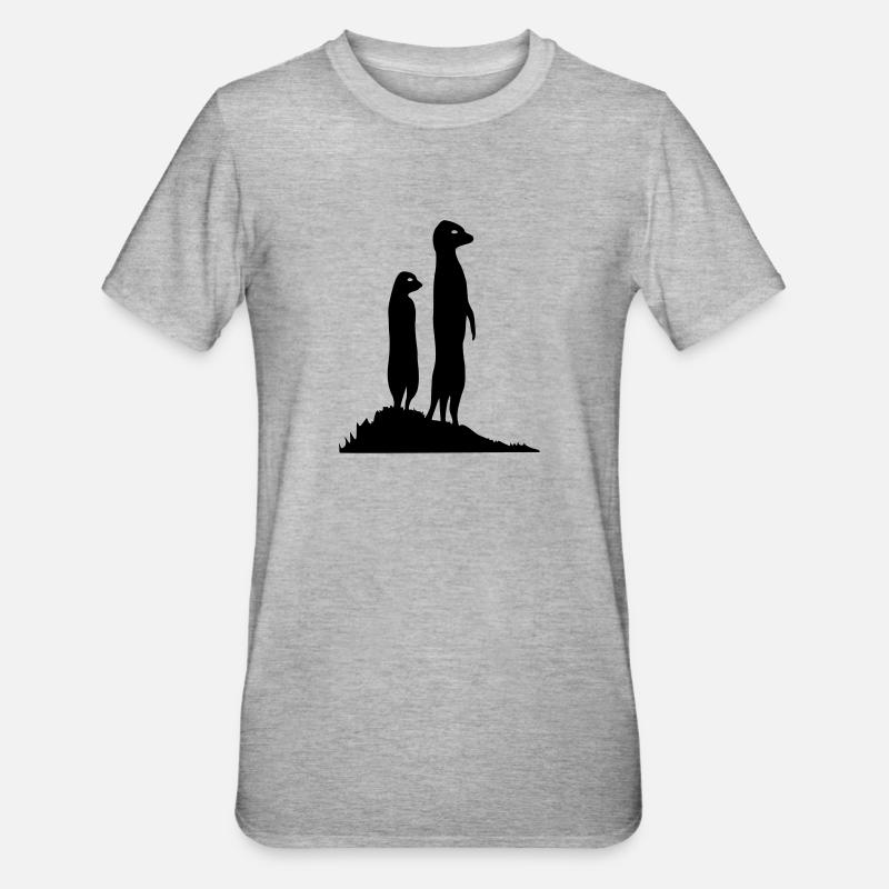 erdmaennchen zwei - Unisex Polycotton T-Shirt - Grau meliert