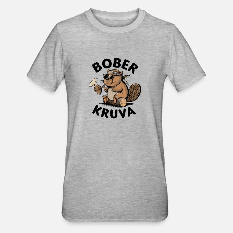 Bober der bieber - Unisex Polycotton T-Shirt - Grau meliert