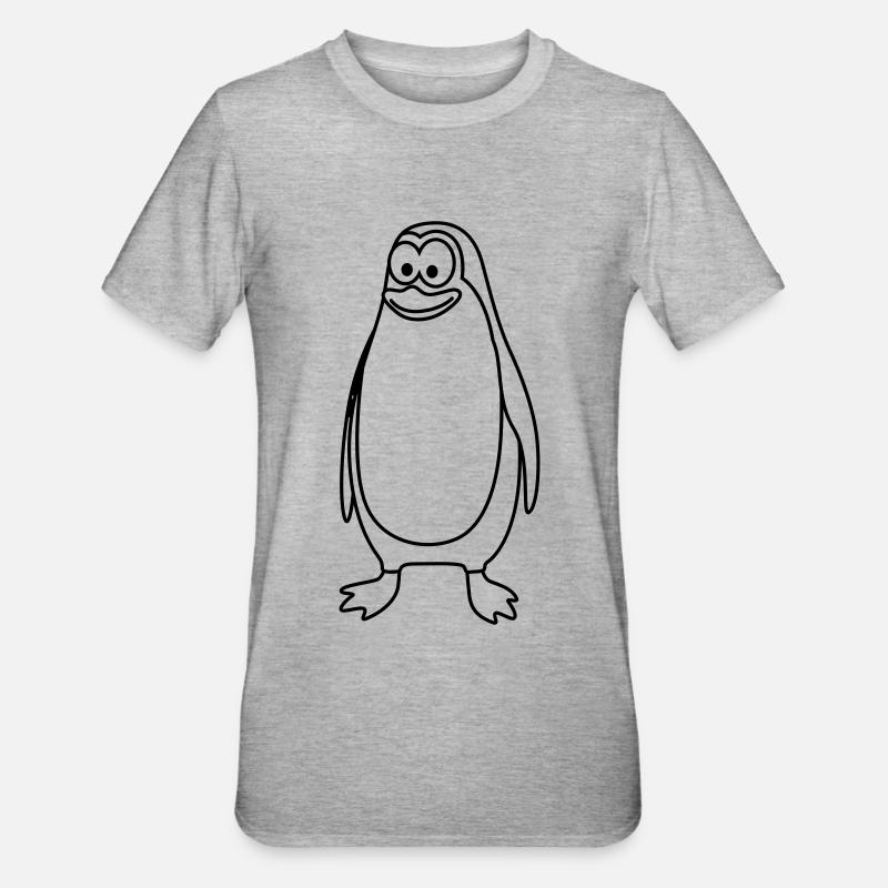 Pinguin Comic Tier - Unisex Polycotton T-Shirt - Grau meliert