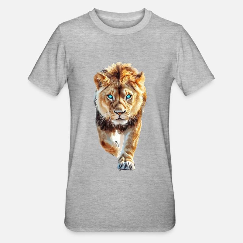 Löwe - Unisex Polycotton T-Shirt - Grau meliert