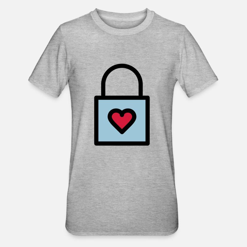Cadenas, serrure d'amour - T-shirt polycoton Unisexe - gris chiné