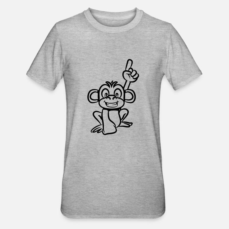 monkey funny forefinger - Unisex Polycotton T-Shirt - heather grey