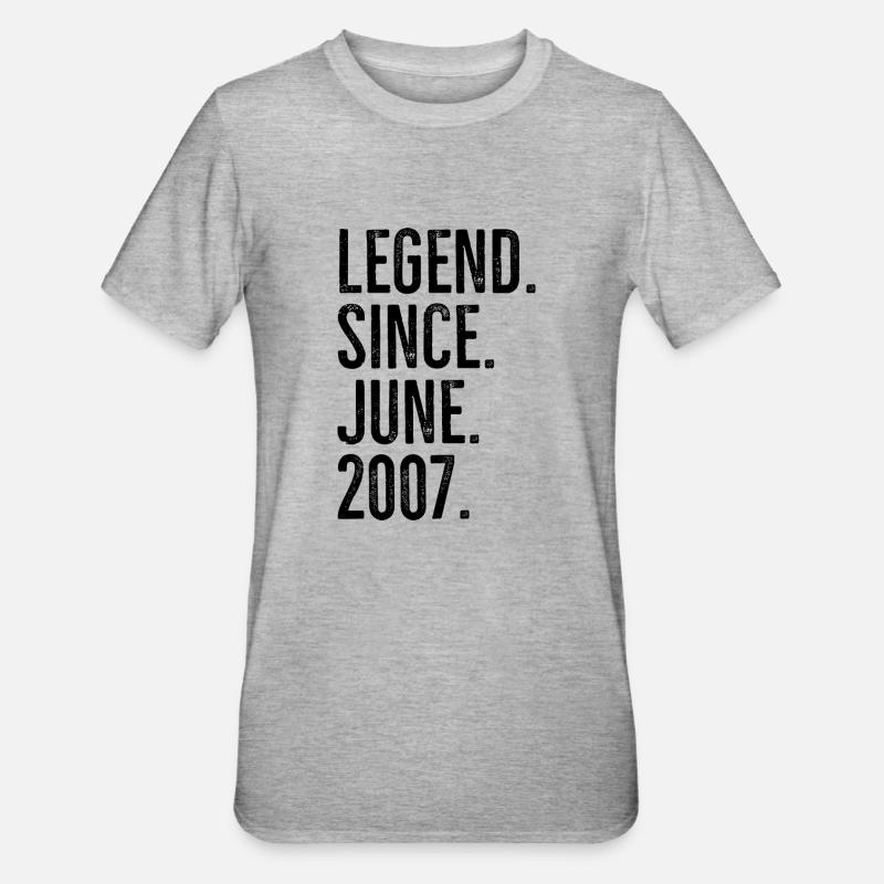 Legende seit Juni 2007 - Unisex Polycotton T-Shirt - Grau meliert