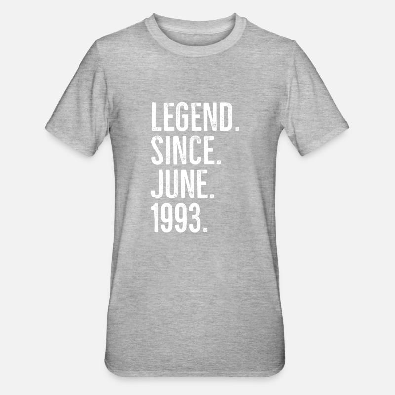 Legende seit Juni 1993 - Unisex Polycotton T-Shirt - Grau meliert