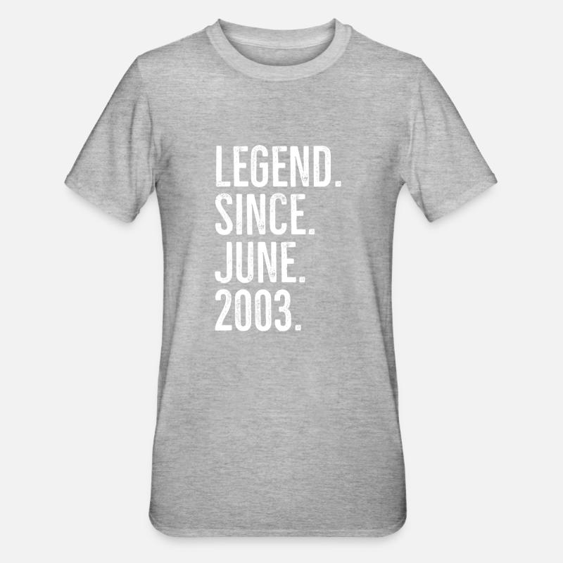 Legende seit Juni 2003 - Unisex Polycotton T-Shirt - Grau meliert