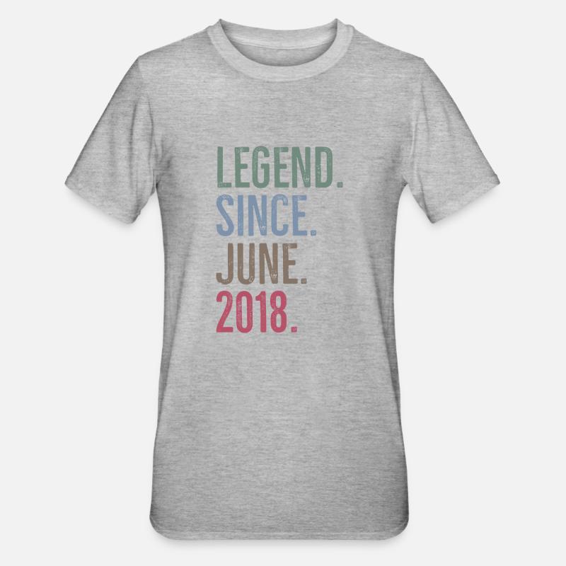 Legende seit Juni 2018 - Unisex Polycotton T-Shirt - Grau meliert