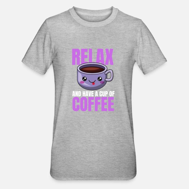 Conception de café de relaxation - T-shirt polycoton Unisexe - gris chiné