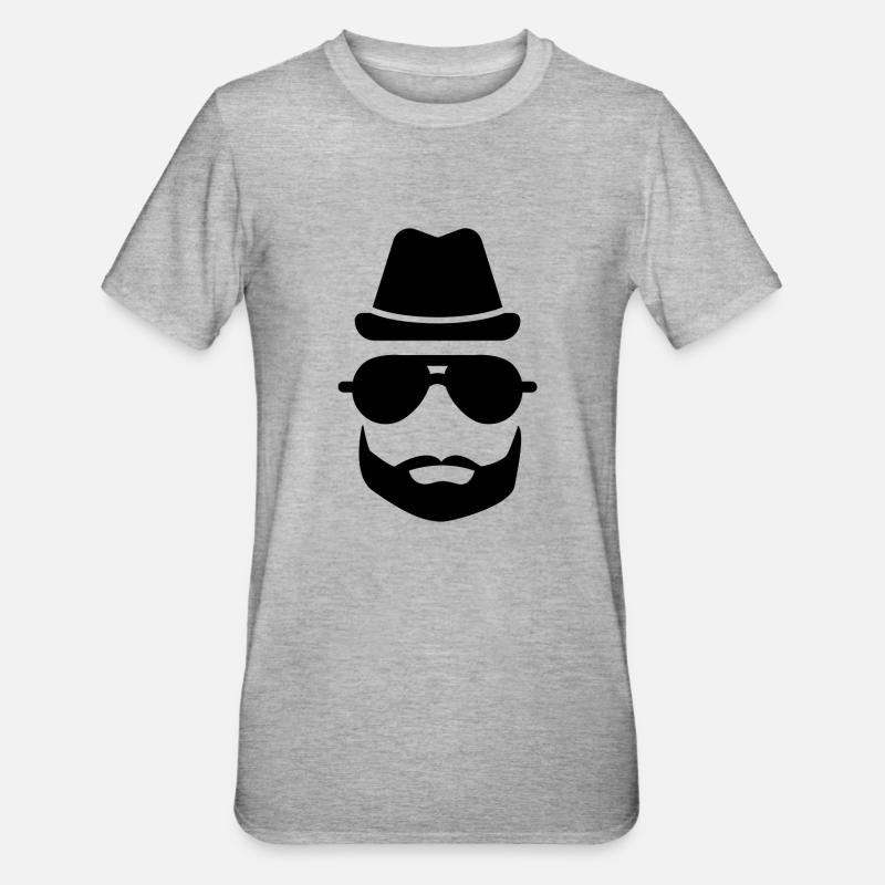 Cooler Bartmann ... Hut Sonnenbrille Bart - Unisex Polycotton T-Shirt - Grau meliert