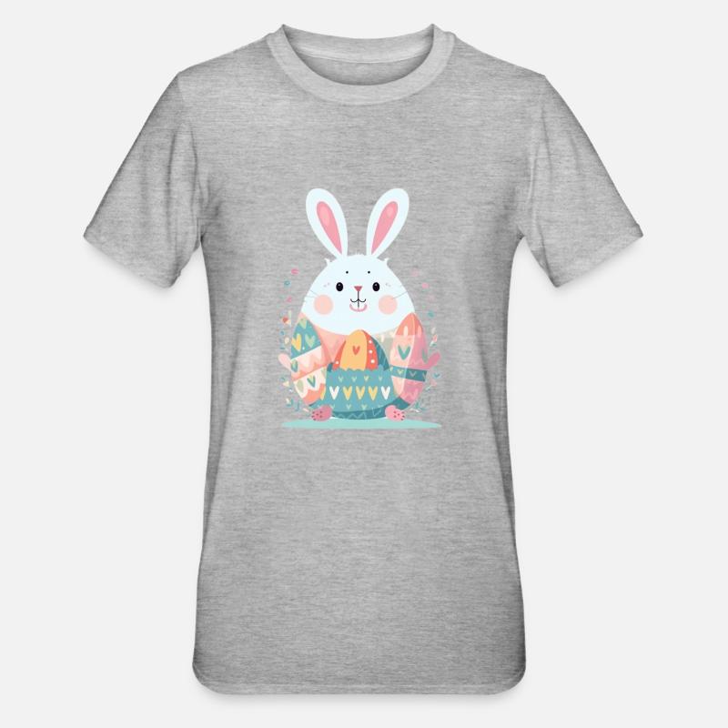 Lapin de Pâques - T-shirt polycoton Unisexe - gris chiné