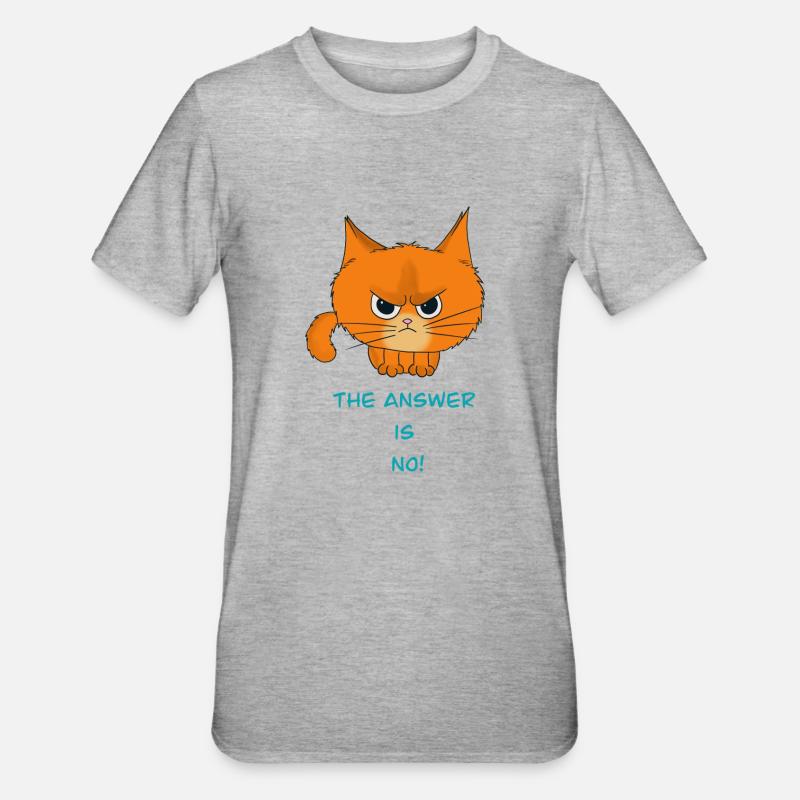Cat: "The answer is no!" - Unisex Polycotton T-Shirt - heather grey