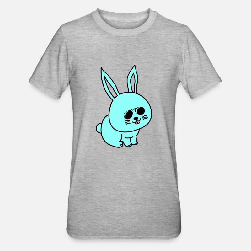 Lapin Bande Dessinée Cool - T-shirt polycoton Unisexe - gris chiné