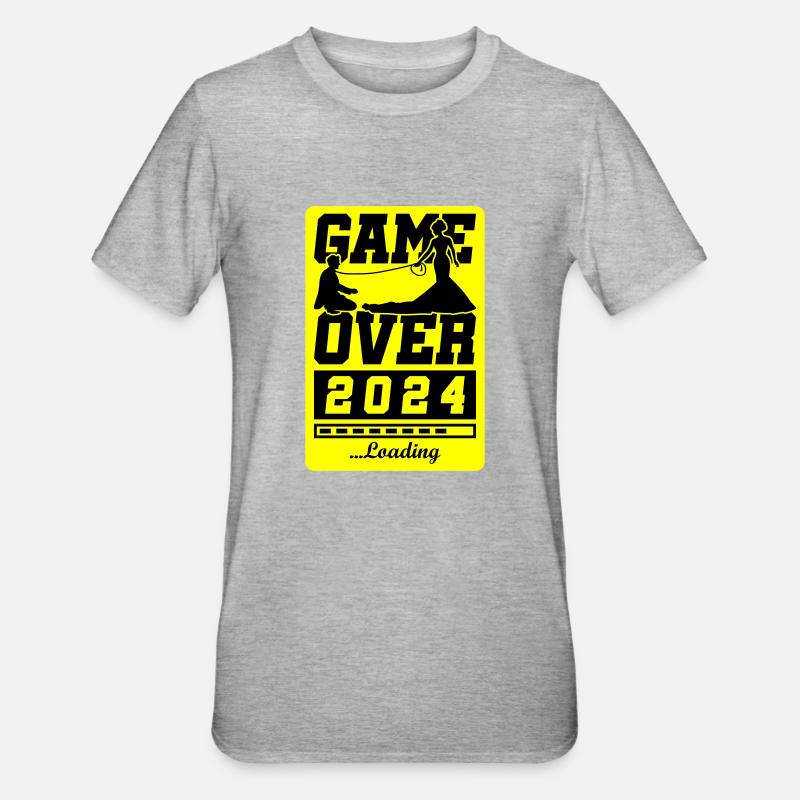 Hochzeit Loading 2024 Game Over - Unisex Polycotton T-Shirt - Grau meliert