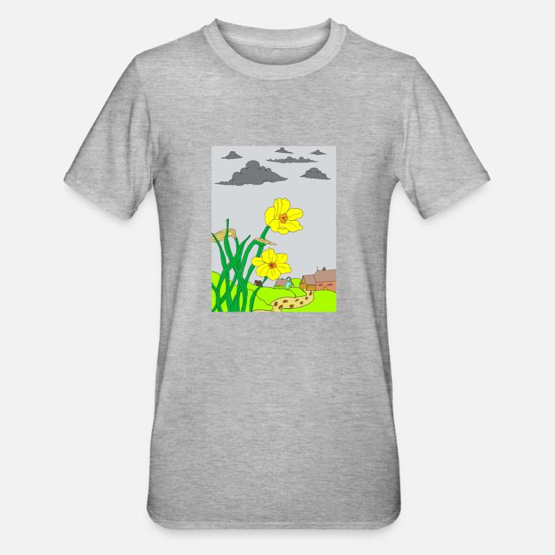 Tableau de fleurs - T-shirt polycoton Unisexe - gris chiné
