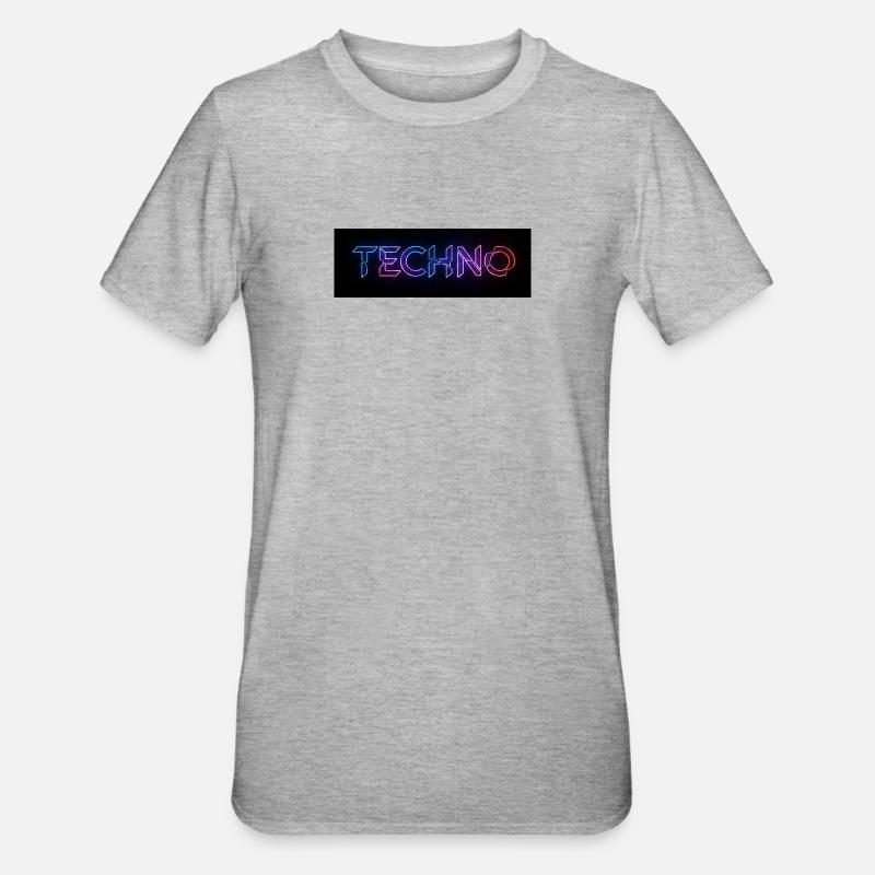 Texte de bug techno néon - T-shirt polycoton Unisexe - gris chiné