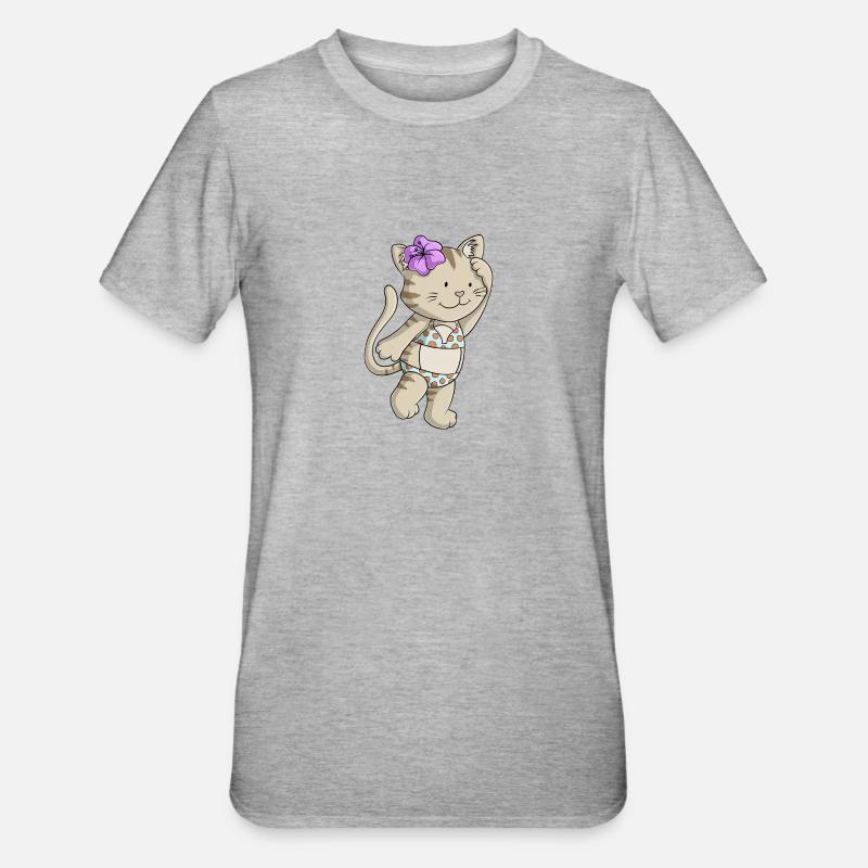 bande dessinée de chat Bikini - T-shirt polycoton Unisexe - gris chiné