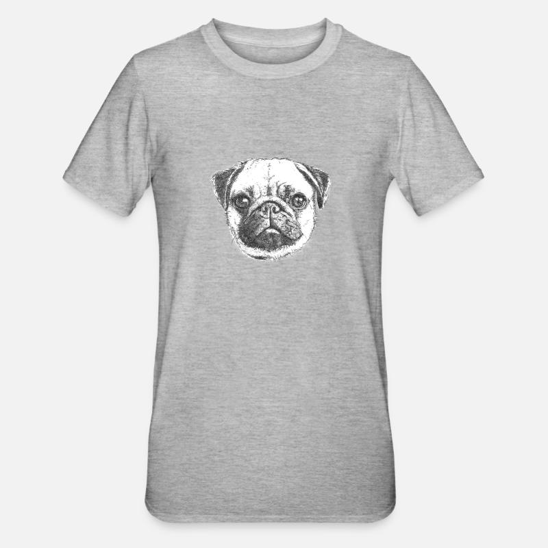 PUG | MOPS - TIREES - T-shirt polycoton Unisexe - gris chiné