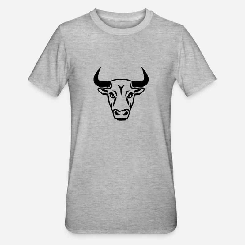 Stier - Unisex Polycotton T-Shirt - Grau meliert