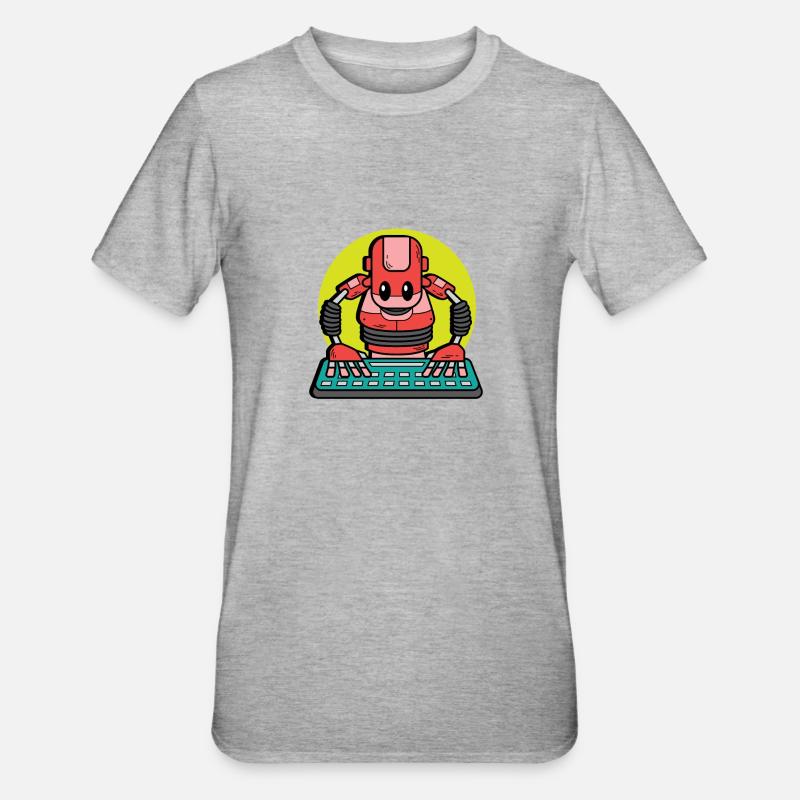Funny Robot Computer Technician Poison - Unisex Polycotton T-Shirt - heather grey
