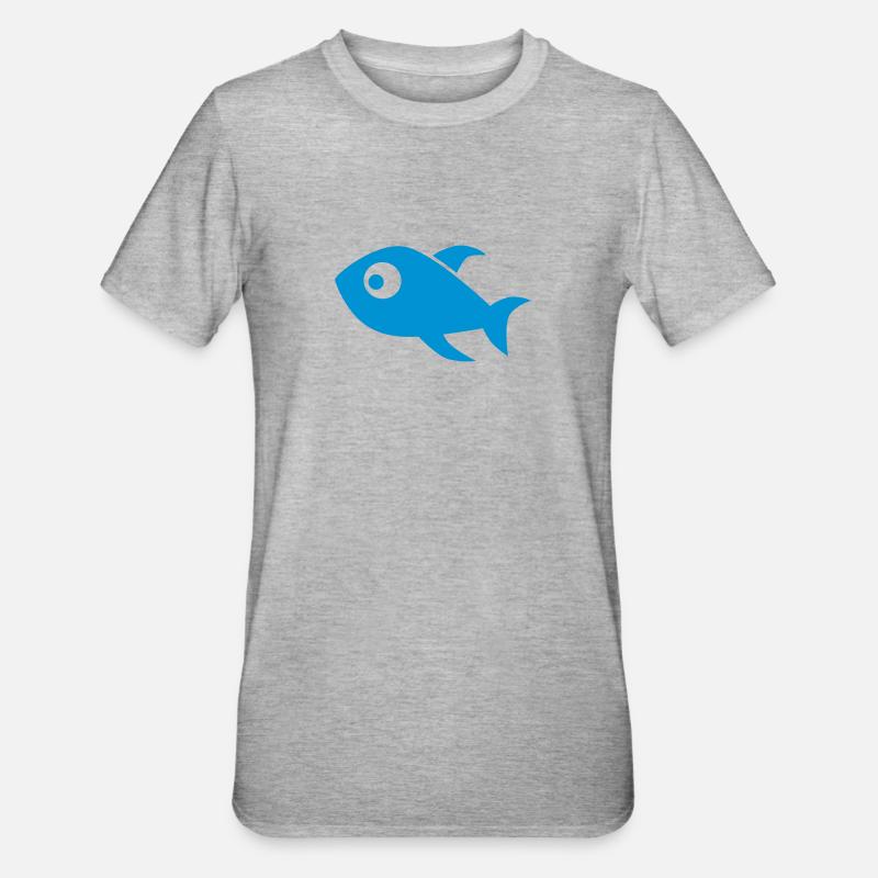Fisch - Unisex Polycotton T-Shirt - Grau meliert