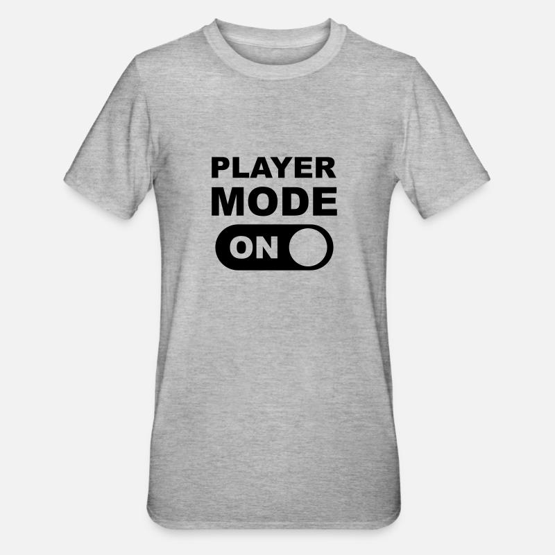 Player Mode ON - T-shirt polycoton Unisexe - gris chiné