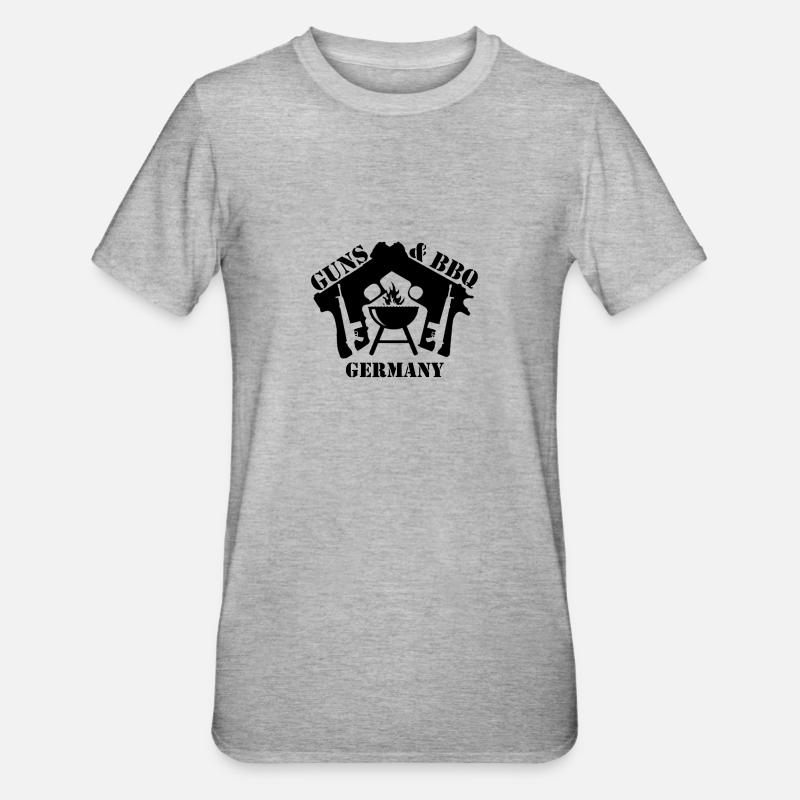 Guns & BBQ Germany 2 - Unisex Polycotton T-Shirt - Grau meliert