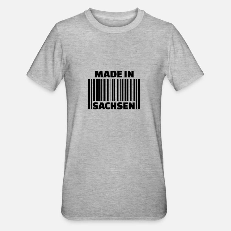 Sachsen - Unisex Polycotton T-Shirt - Grau meliert