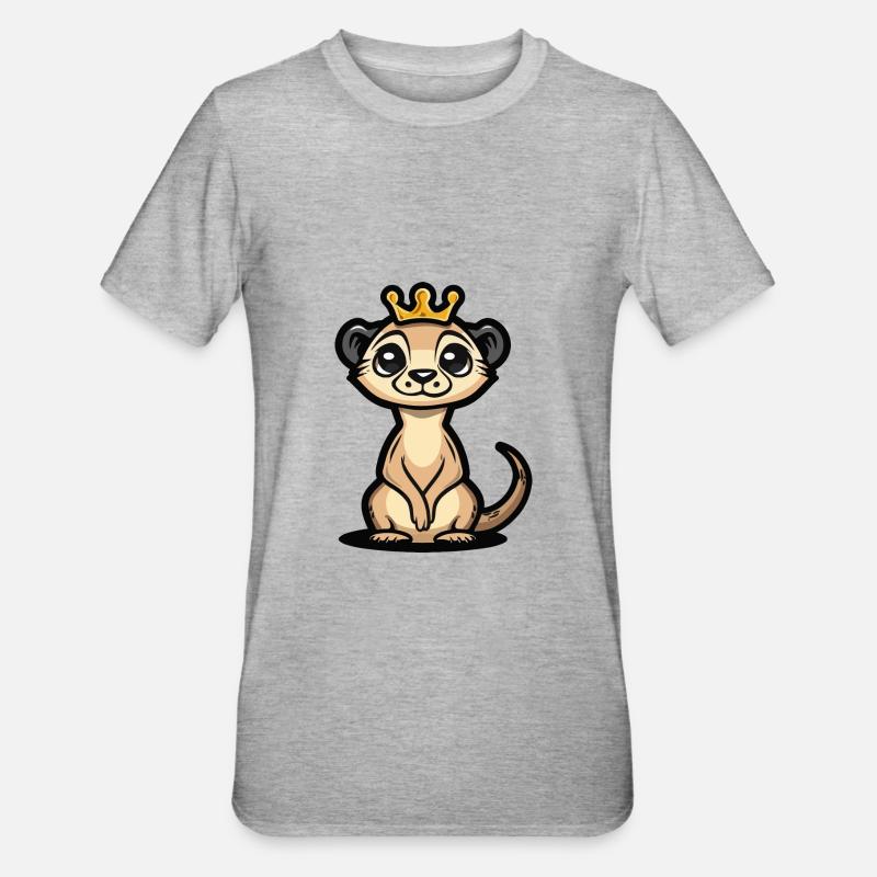 Erdmännchen Comic Krone - Unisex Polycotton T-Shirt - Grau meliert
