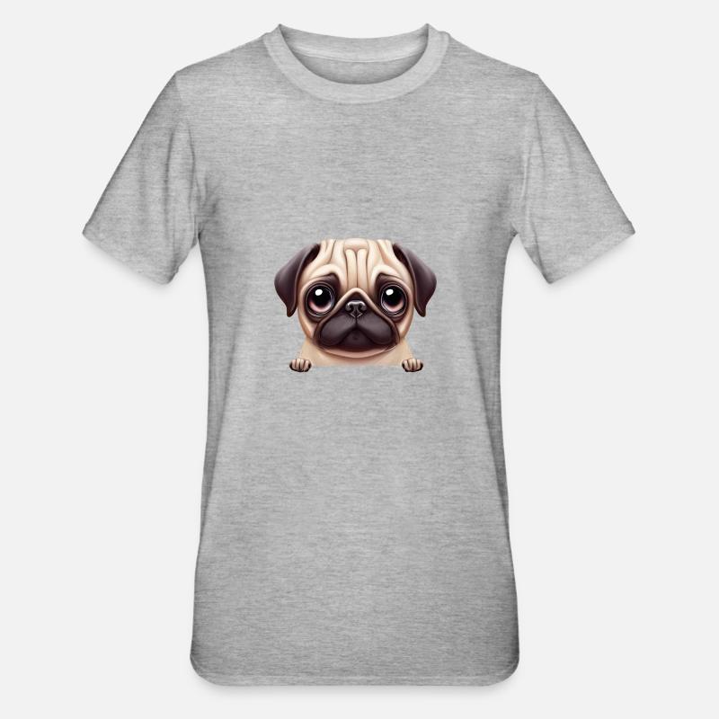 Beau design de carlin - T-shirt polycoton Unisexe - gris chiné