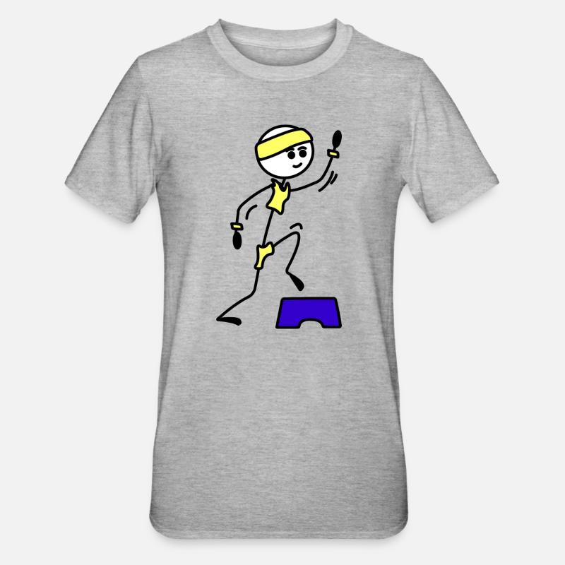Schritte oder Aerobic Mädchen Trainingsübung - Unisex Polycotton T-Shirt - Grau meliert