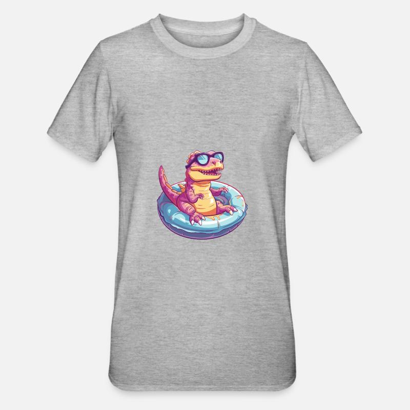 Dinosaurier T-Rex Comic Cool - Unisex Polycotton T-Shirt - Grau meliert