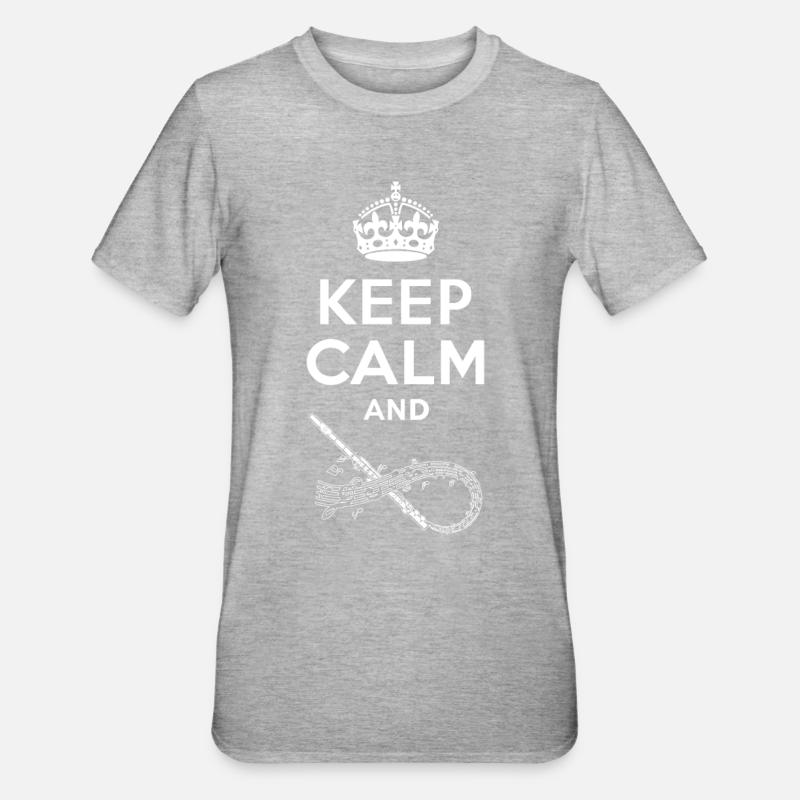 Keep Calm - Querflöte - Unisex Polycotton T-Shirt - Grau meliert