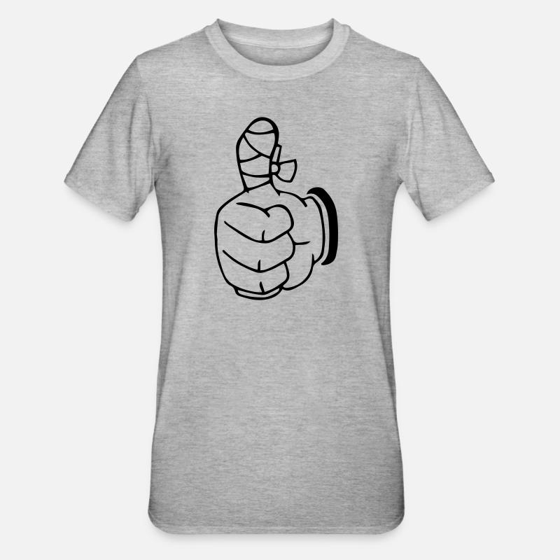 Daumen hoch Handwerker Geschenkidee - Unisex Polycotton T-Shirt - Grau meliert