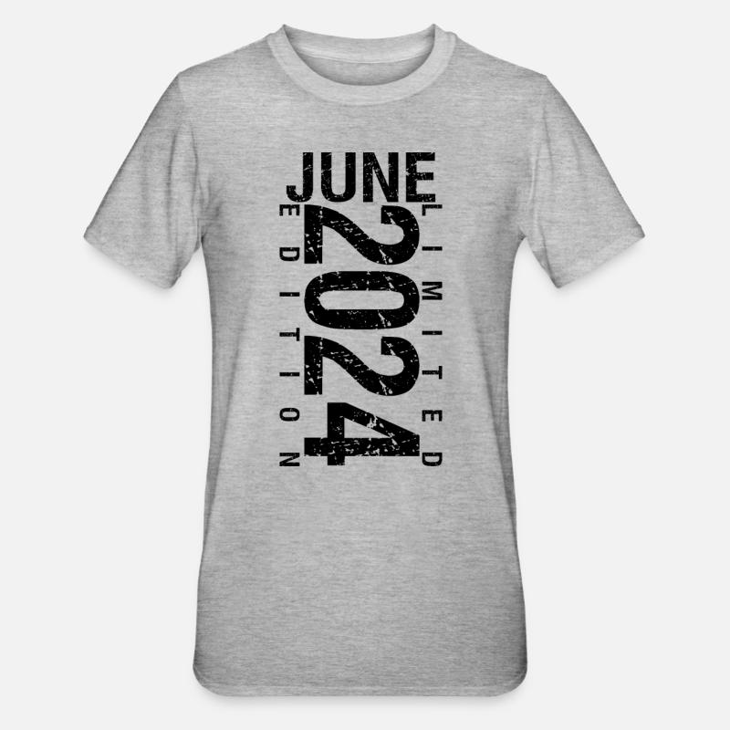 Geburtstag Juni 2024 Juni im Juni 2024 geboren - Unisex Polycotton T-Shirt - Grau meliert